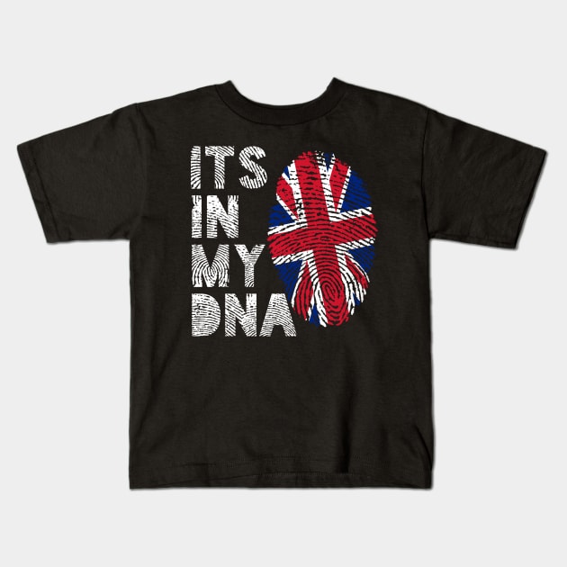 Its In My DNA United Kingdom British Fingerprint Kids T-Shirt by BraaiNinja